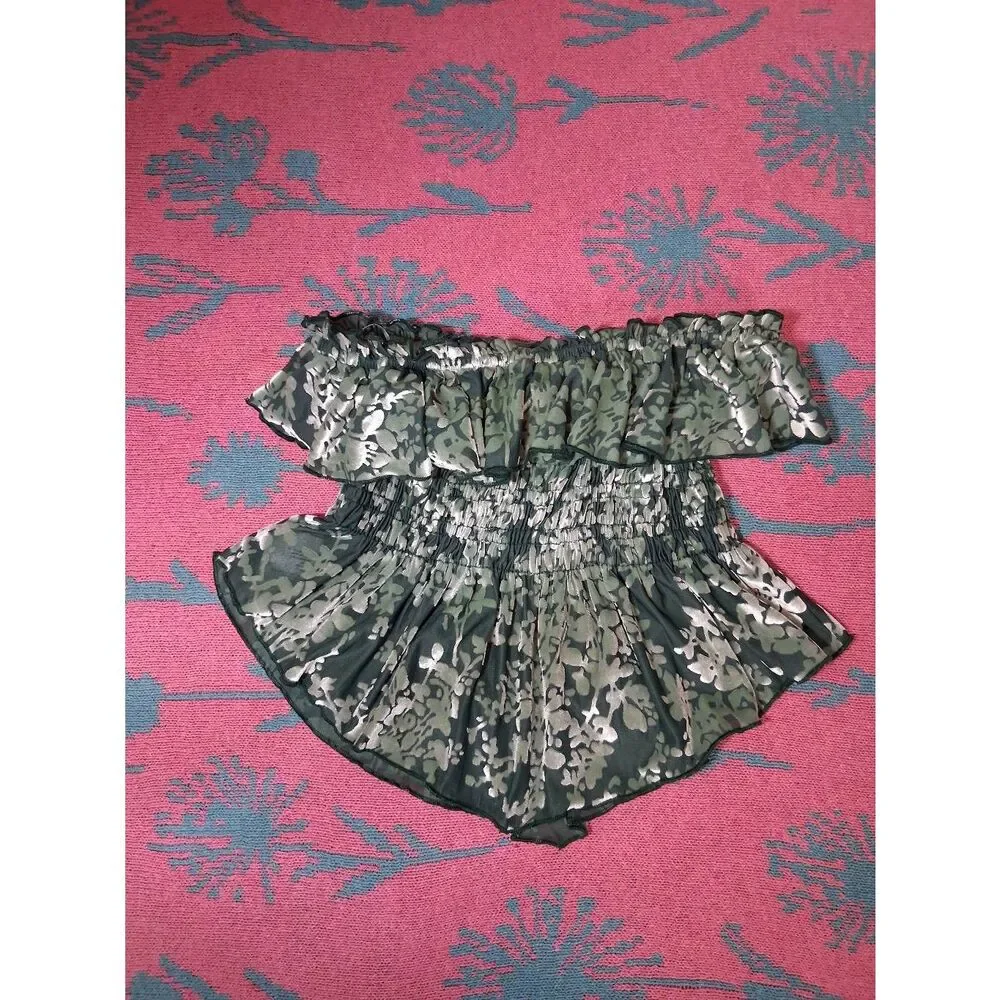 Kimchi blue womens small cropped top green dainty romantic coquette